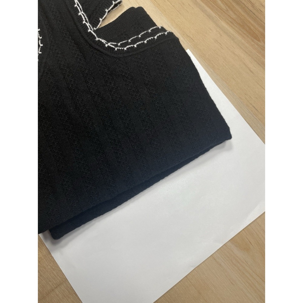 Industry Ribbed Knit Tank Top Black Contrast Stitch Square Neck Stretch - Picture 5 of 7